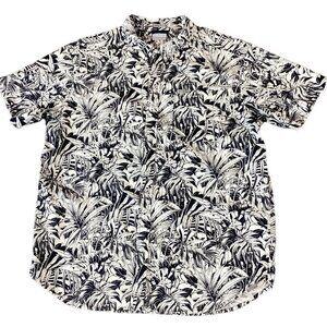 Columbia Reg Fit Mens L Button Front Short Sleeve Shirt Tropical Toucan 282Q